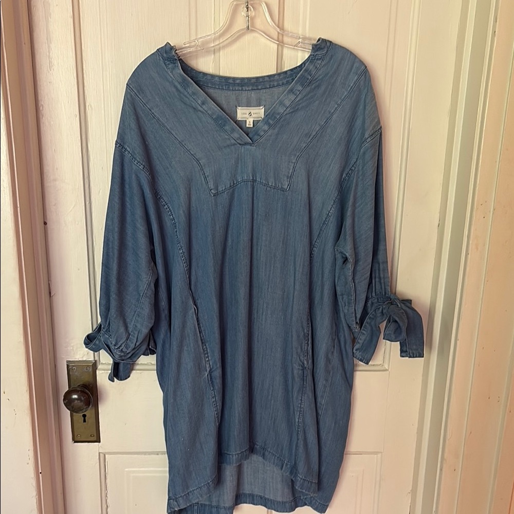 Lou & Grey Blue Tunic V-Neck 3/4 Sleeve Relaxed Fit